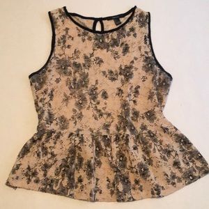 Forever 21 Sleeveless Lace Peplum Top, Size L